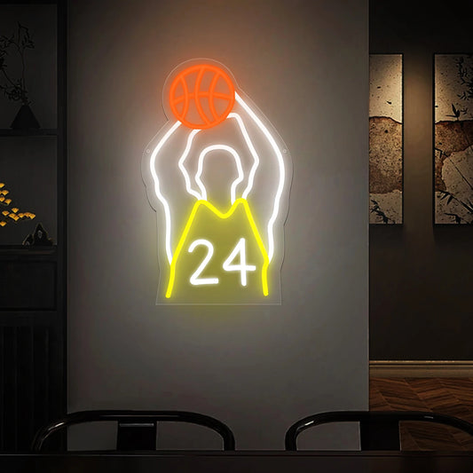 Dimmable LED Neon Sign for Wall Decoration, Sports Basketball Sign