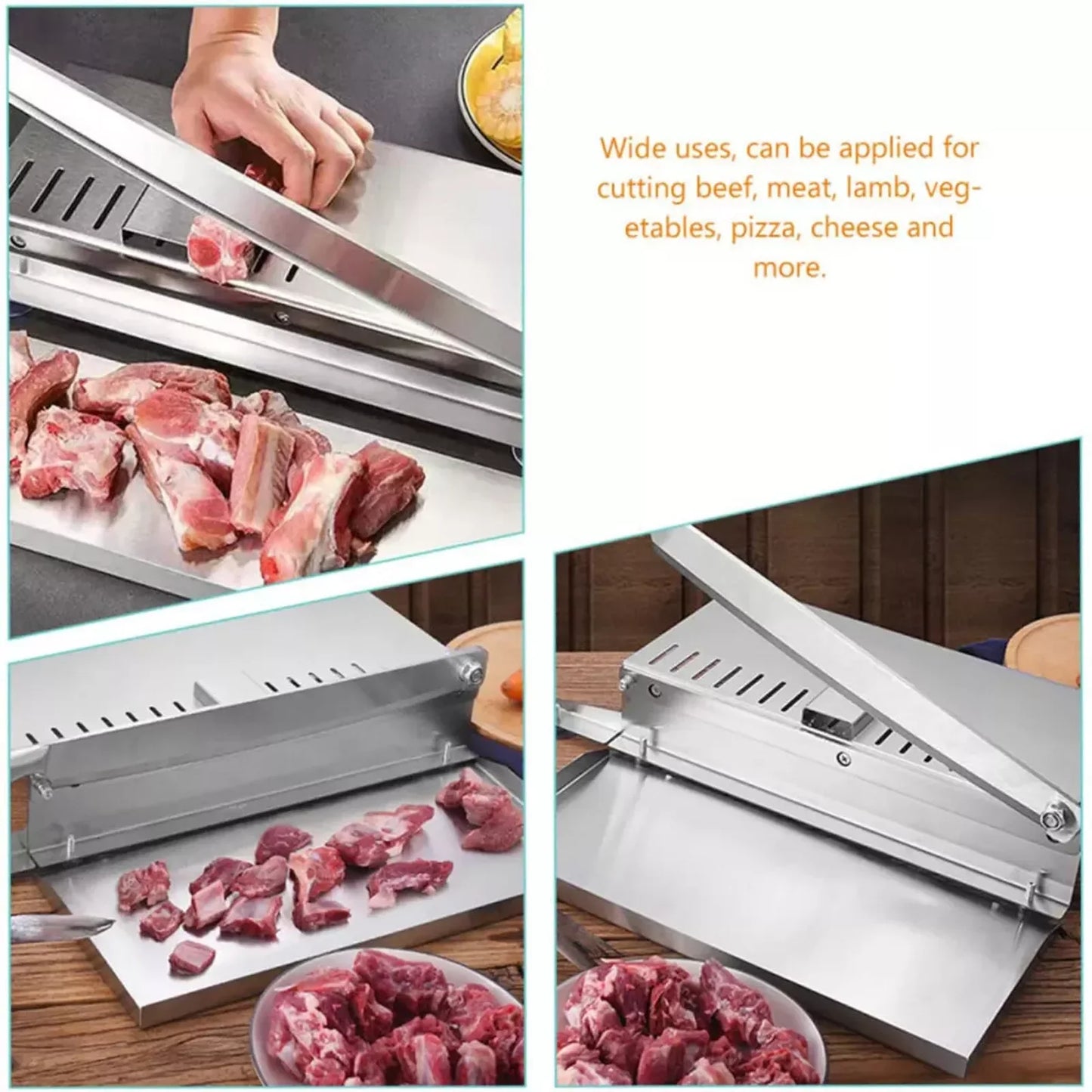 Manual Meat Slicer Bone Cutter Stainless Steele Adjustable Multifunction