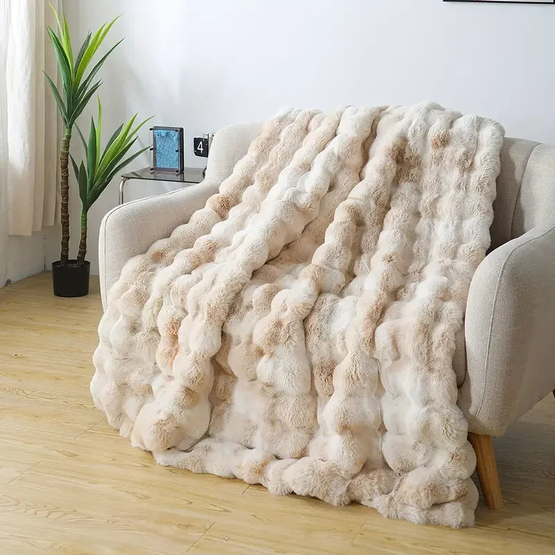 [Cozy|Faux Rabbit] Soft, Warm, 1pc Cozy Faux Rabbit Fleece Blanket | Throw
