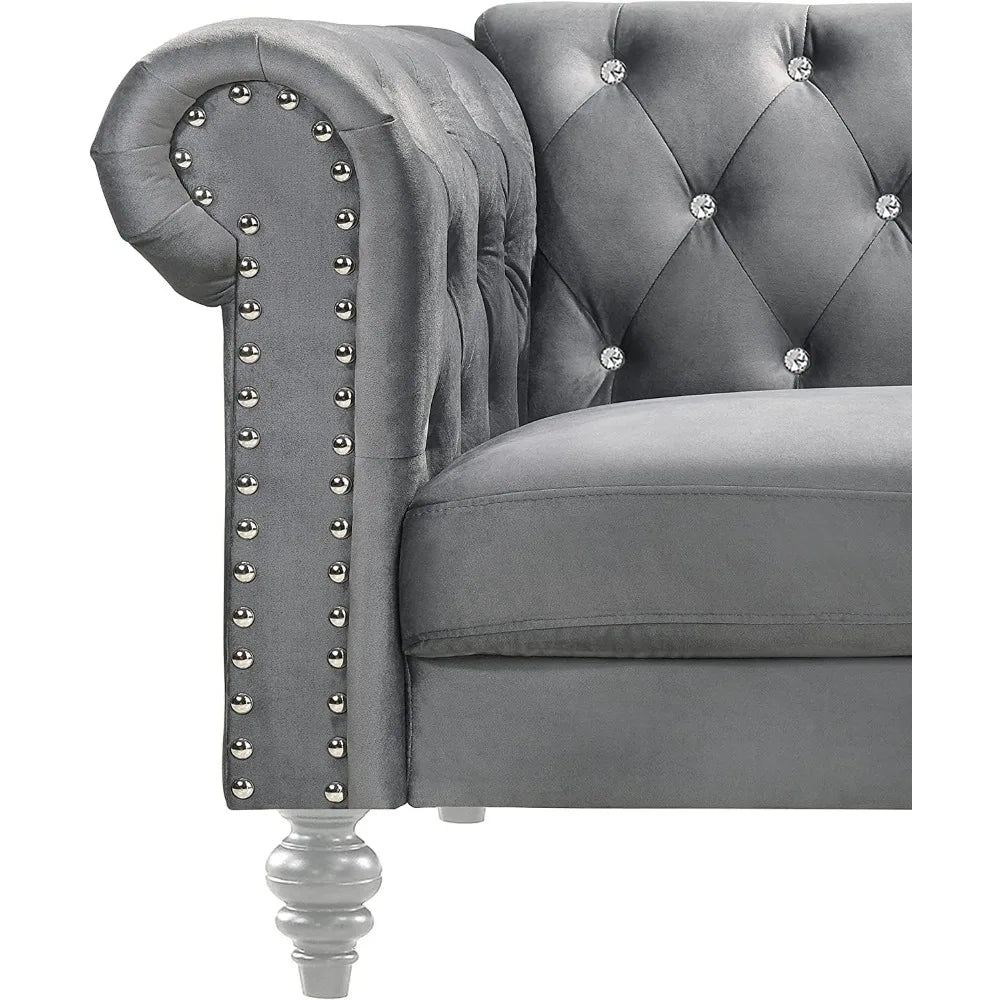 Velvet Two Seater Chesterfield Style Loveseat for Small Spaces