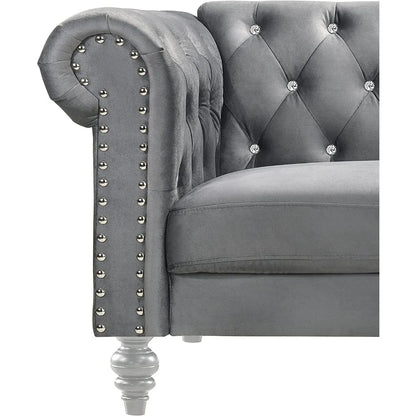 Velvet Two Seater Chesterfield Style Loveseat for Small Spaces