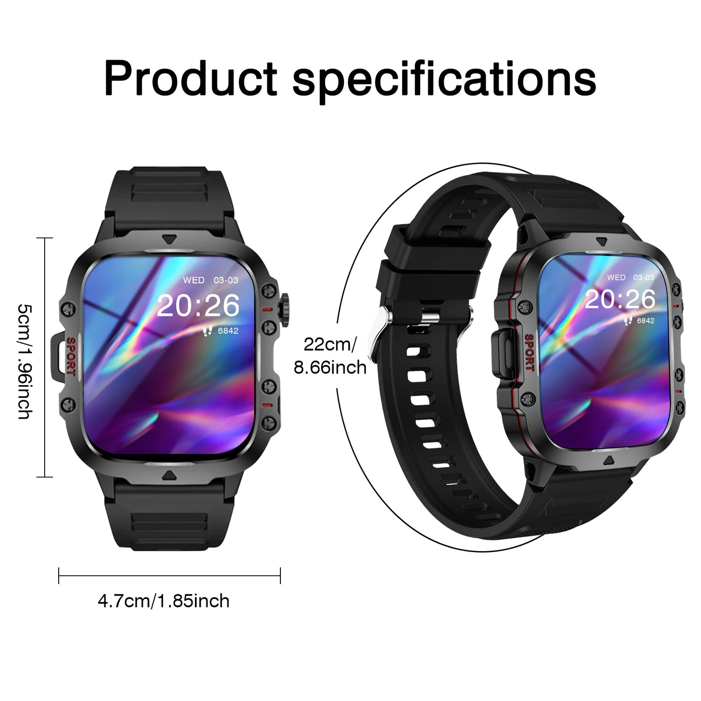 Smart Watch With Flashlight Function, Suitable For Iphone And Android Phones