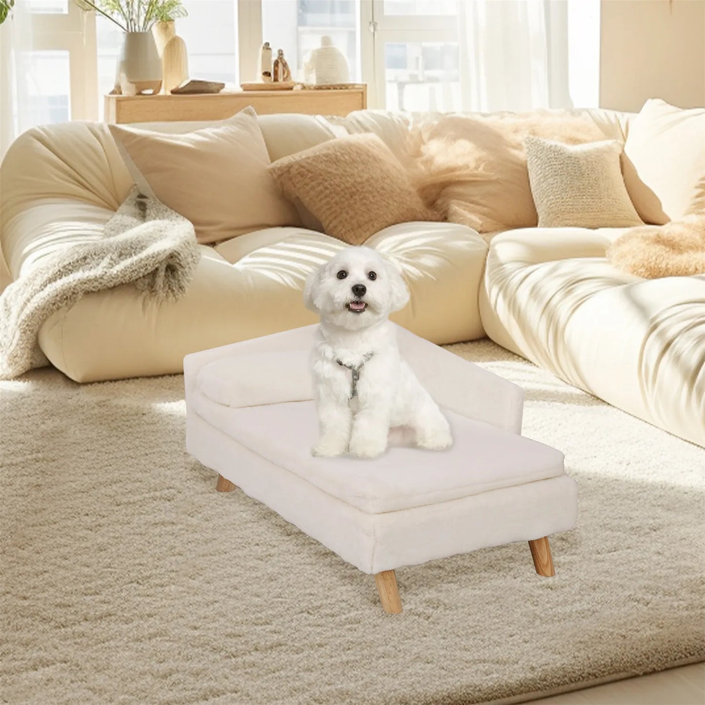 Elevated Pet Bed Waterproof, with Sturdy Wood Legs for Small Dog Kitten