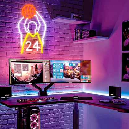 Dimmable LED Neon Sign for Wall Decoration, Sports Basketball Sign