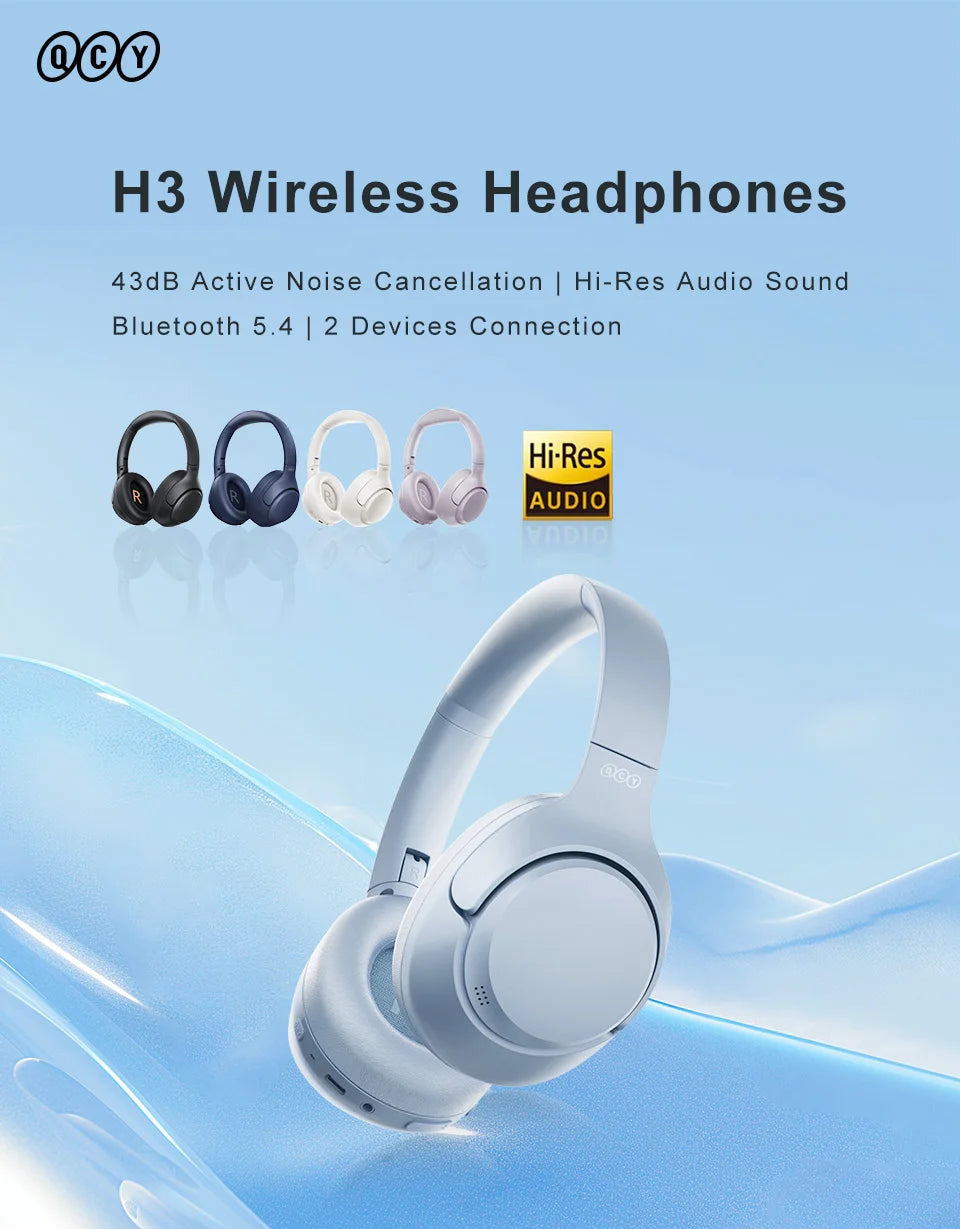 Wireless Headphones Bluetooth 5.4 Hi-Res Audio Over Ear Noise Cancellation