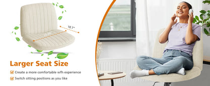 Adjustable Swivel Cross Legged Armless Wide Desk Chair