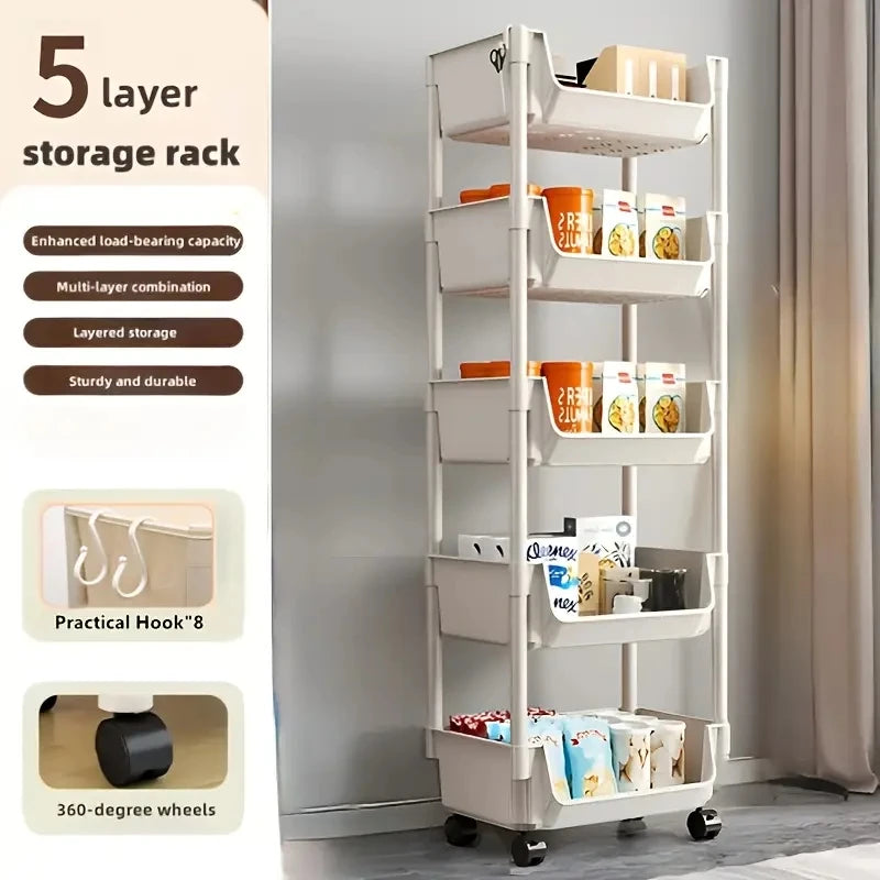5-tiers storage shelves ,  rolling cart,organization and storage,