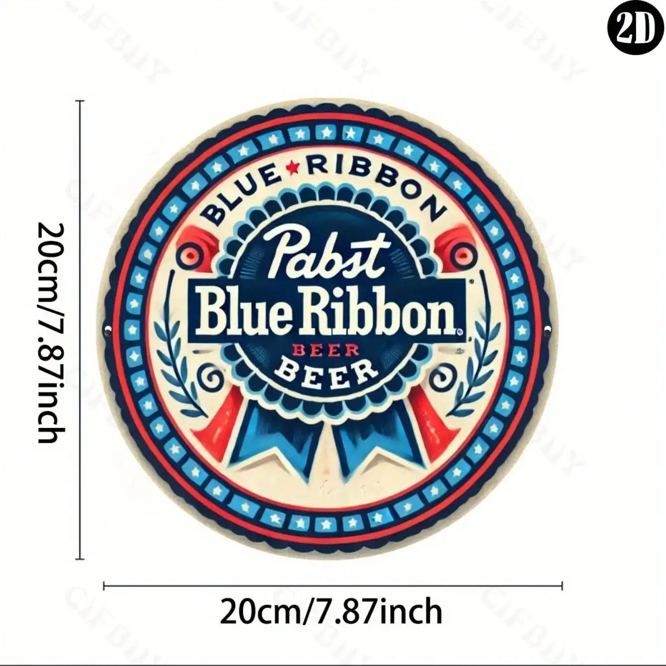 8x8" Retro Pabst Blue Ribbon Beer Metal Sign