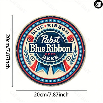 8x8" Retro Pabst Blue Ribbon Beer Metal Sign