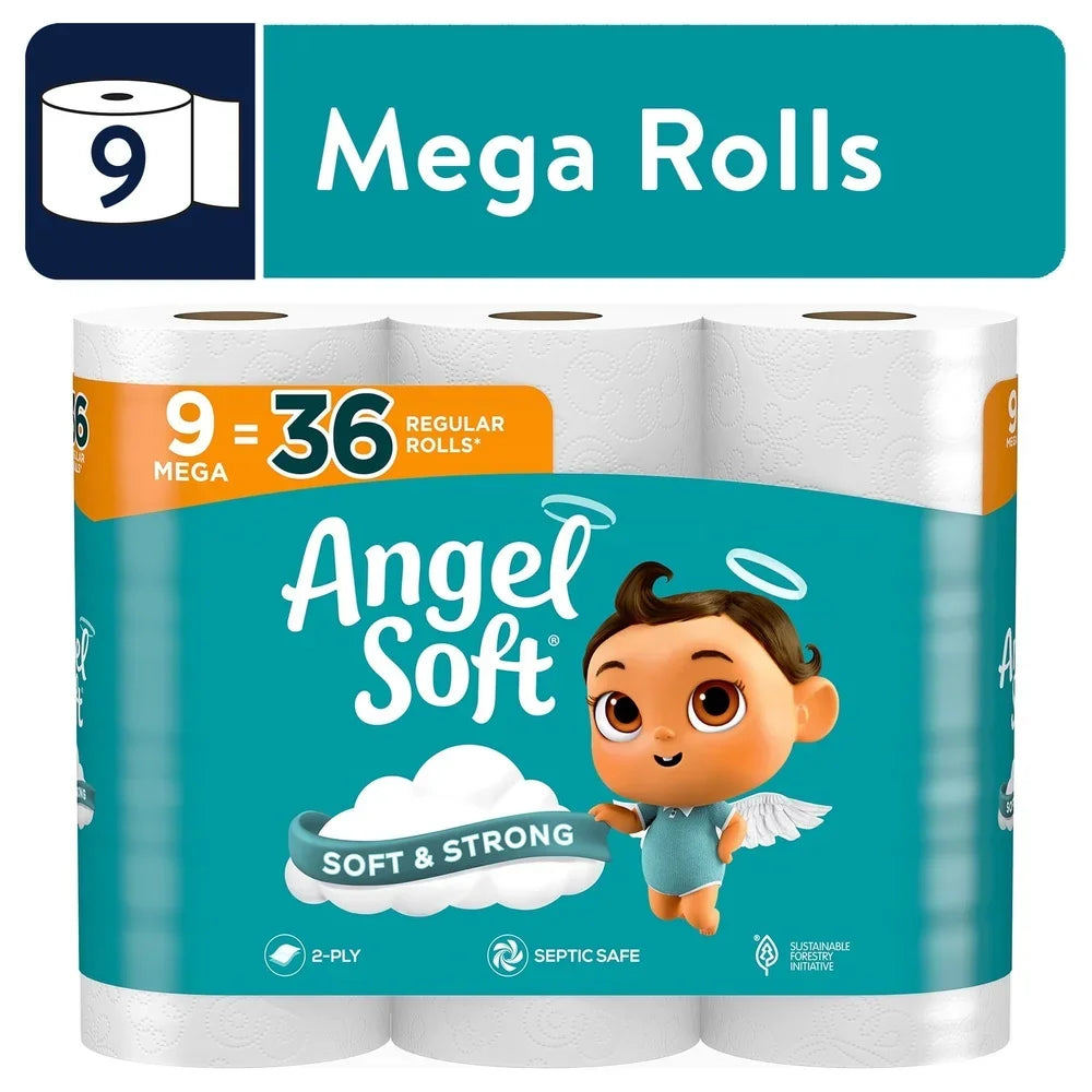 Long Lasting 2-Ply Toilet Tissue 9 Mega Rolls 320 Sheets