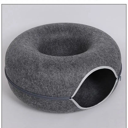 Donut Cat Bed Interactive Tunnel Pet Felt Indoor  House Kitten Training Toy
