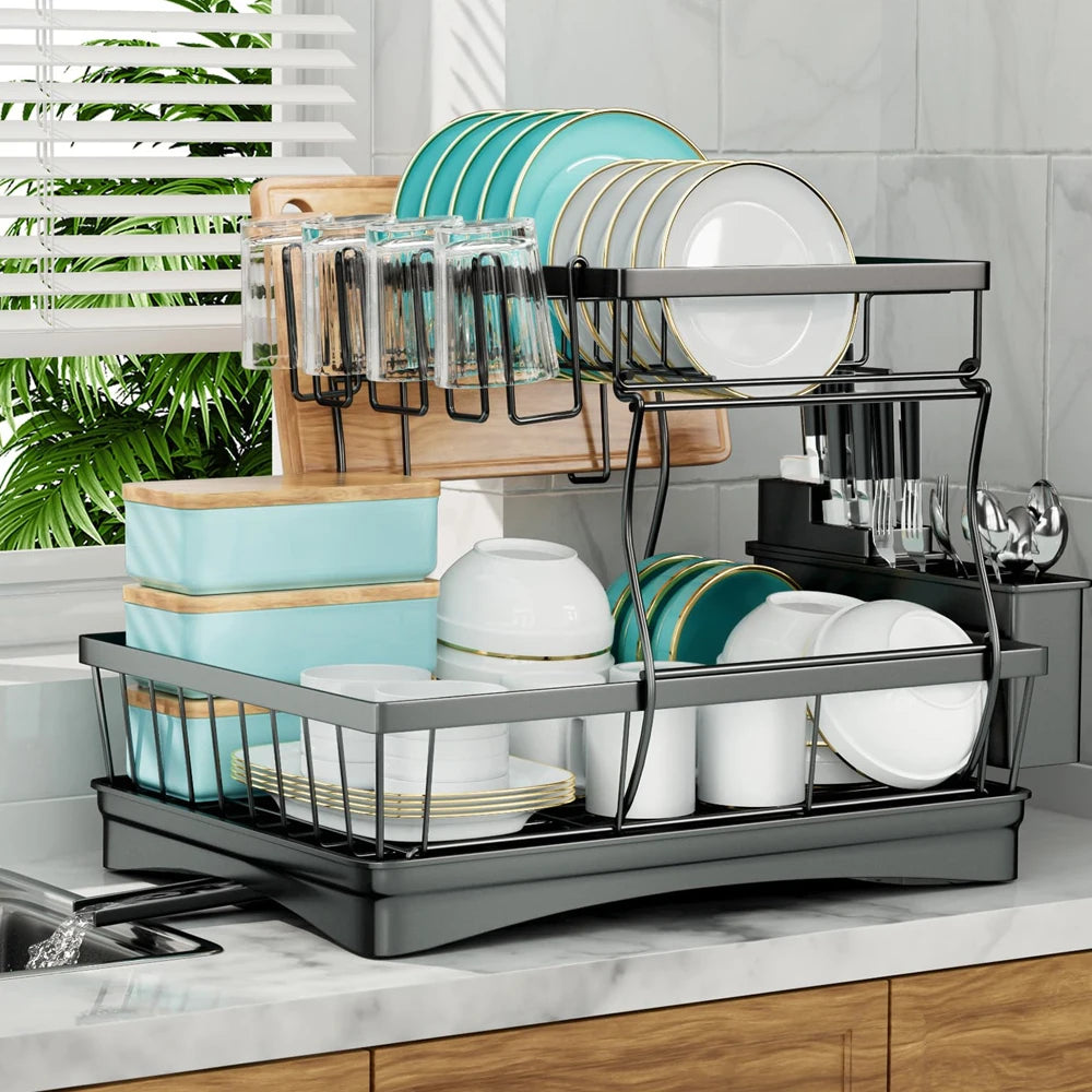 Large 2-tier dish drying rack,Metal