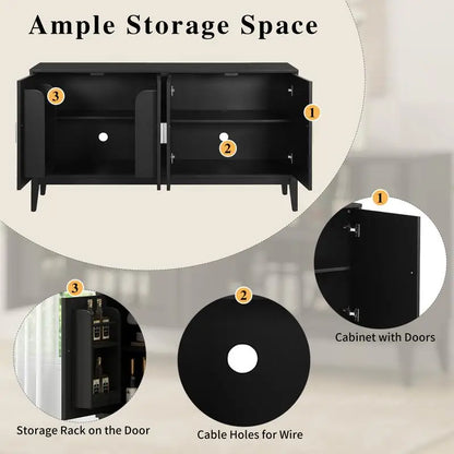 Storage Cabinet 4 Doors with Adjustable Shelves,Black Organizer