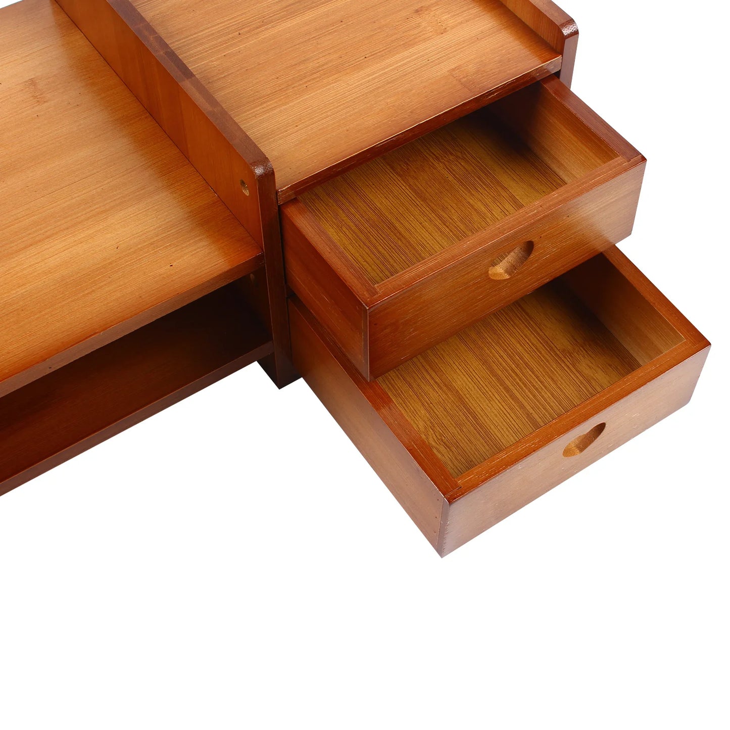 Bamboo Wood Monitor Stand with Storage Organizer Drawers