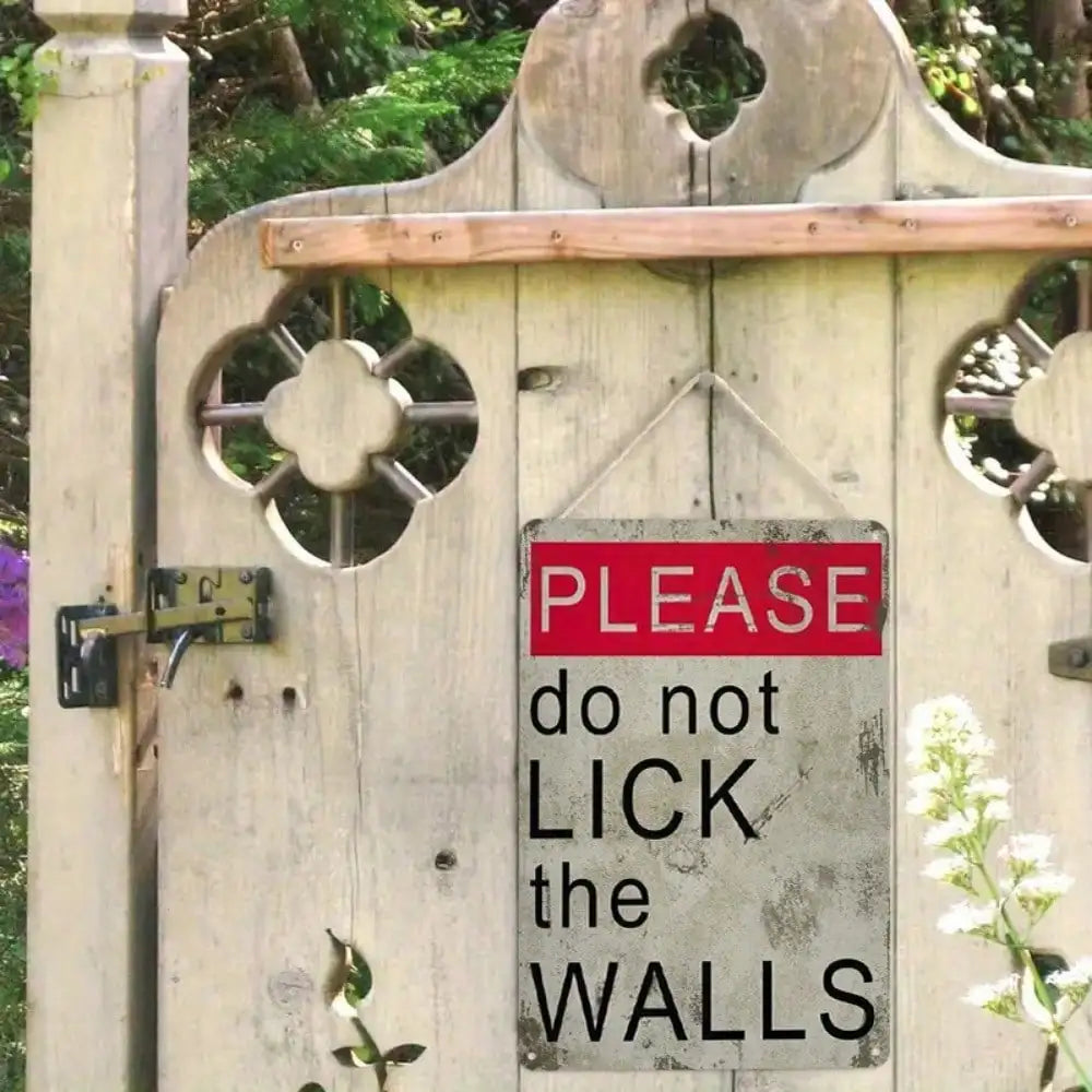 1PC Funny "Please Don't Lick Walls" Metal Sign, High-Quality Tin Wall Art, Fun Gift