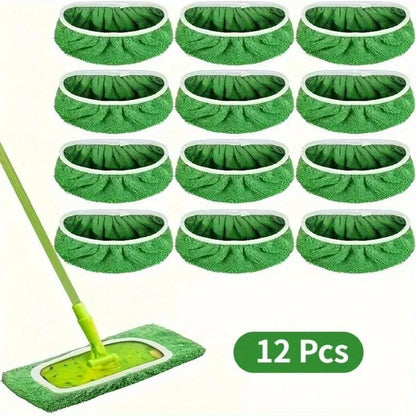12 Piece Washable Green Mop Cloth, Perfect for Home and Office
