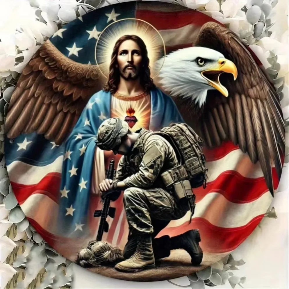 "God Bless Our Military" Iron Decor – Patriotic 2D Art |