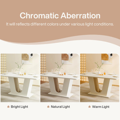 Modern Dining Table for 4-6 People, 55-Inch Rectangular Table