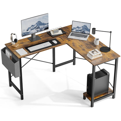 Gaming Corner 50 Inch Office Writing PC Wooden Table with CPU Storage Shelf & Side Bag