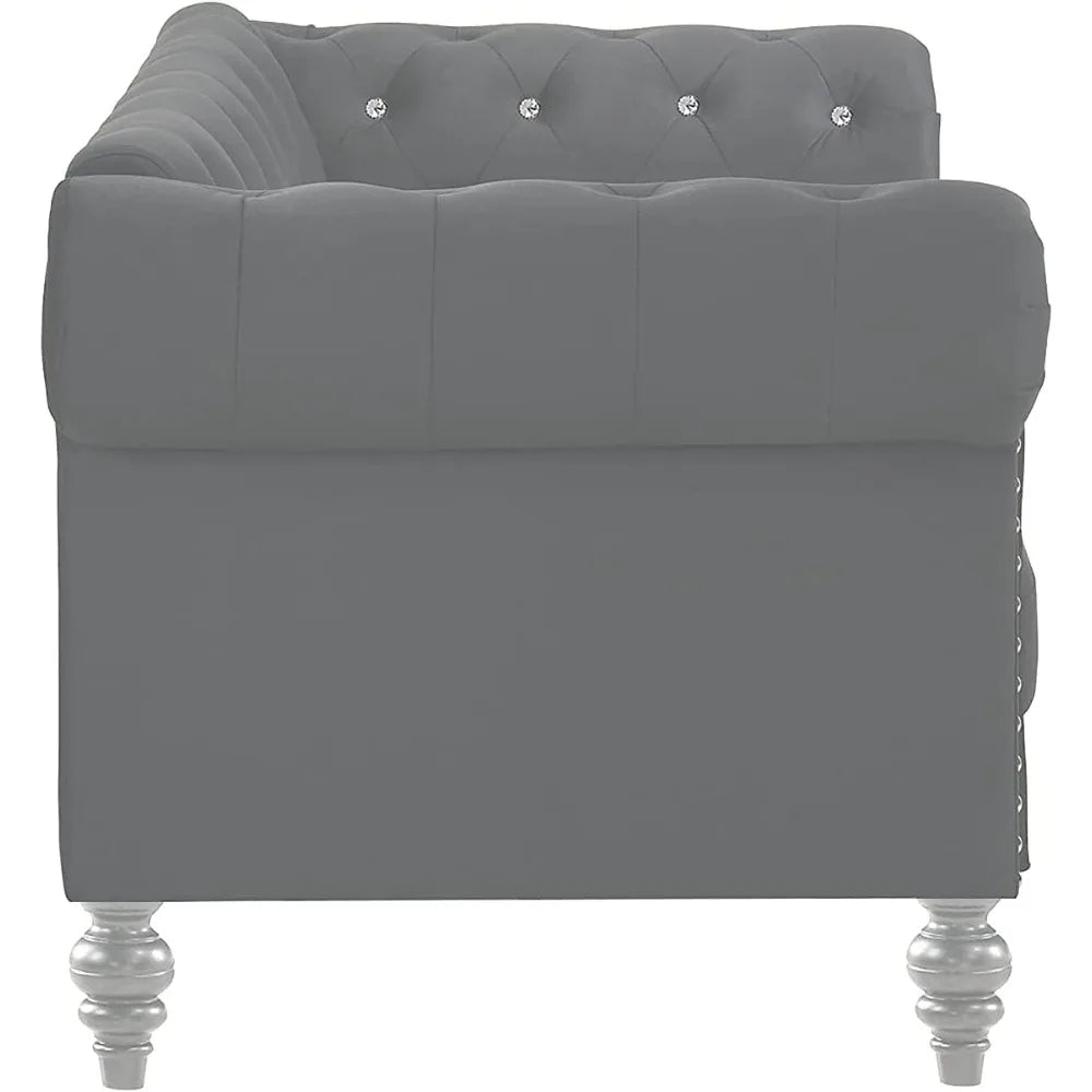 Velvet Two Seater Chesterfield Style Loveseat for Small Spaces