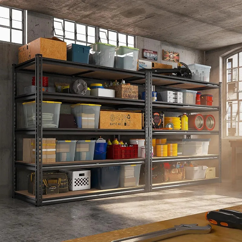 2500LBS Garage Shelving 72''H Storage 5 Tier Metal Shelves Adjustable