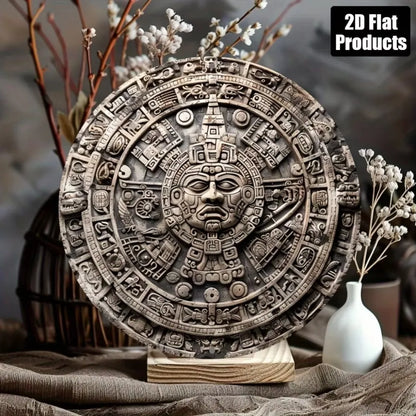 Aztec Calendar Sun Motif – 2D Flat Wall Decor |,