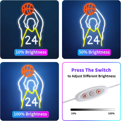 Dimmable LED Neon Sign for Wall Decoration, Sports Basketball Sign