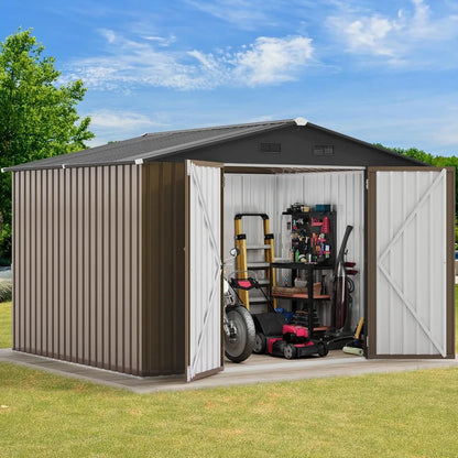10x8ft Metal Outdoor Storage Shed, Waterproof  Unit with Lockable Door and Vents,