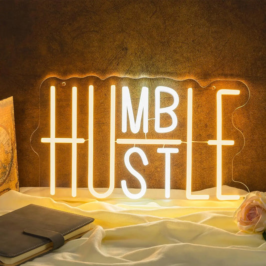 Hustle/Humble LED Neon Sign for Wall Decor,,