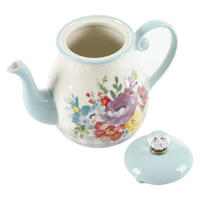 Vintage Floral Ceramic Tea Pot Dishwasher Safe  Gift Tea Lovers Stylish Home Essentials