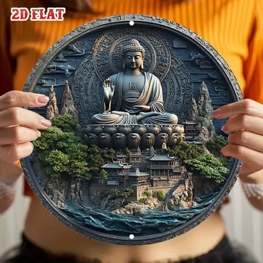 Zen Garden Metal Wall Art–Rustic Buddhist Decor