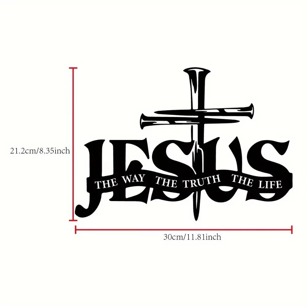 Jesus Cross Metal Wall Sculpture – "The Way, The Truth, The Life" Sign