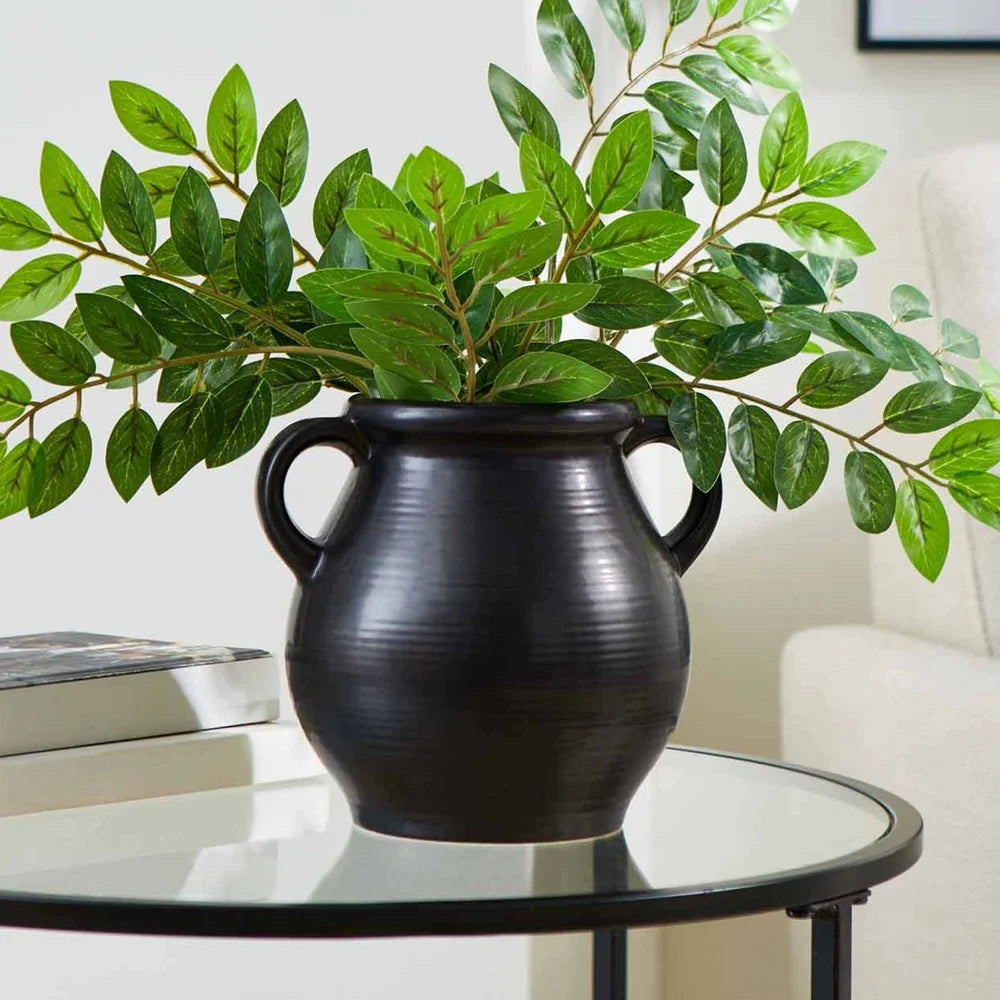 Ribbed Ceramic Vase Antique-Inspired Home Décor