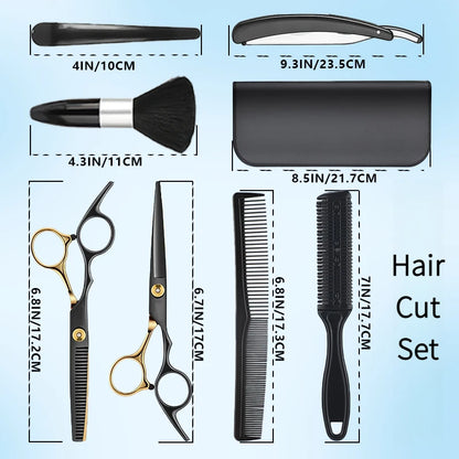 12PCS Salon-Grade Hair Cutting Kit, - Stainless Steel Barber Shears,