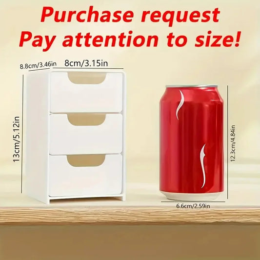 3-Tier Plastic Cosmetic Storage Box Organizer with Drawers