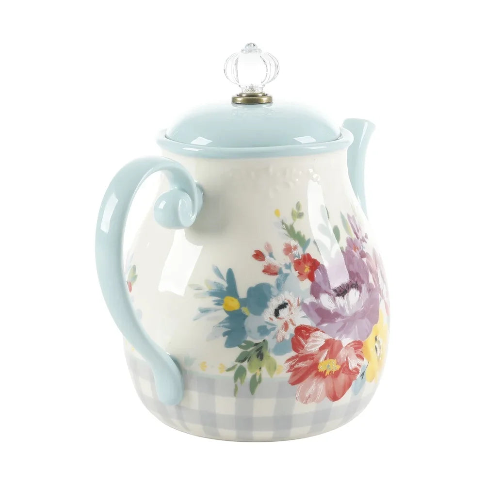 Vintage Floral Ceramic Tea Pot Dishwasher Safe  Gift Tea Lovers Stylish Home Essentials