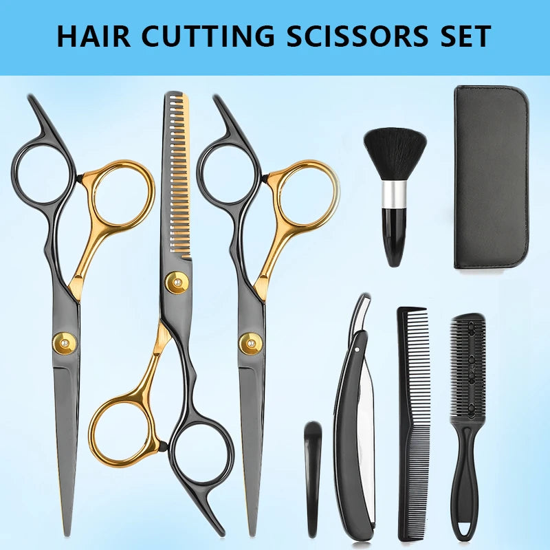 12PCS Salon-Grade Hair Cutting Kit, - Stainless Steel Barber Shears,