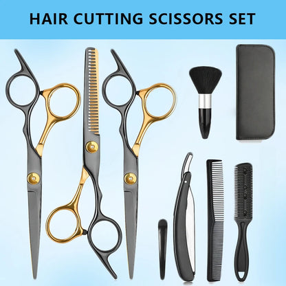 12PCS Salon-Grade Hair Cutting Kit, - Stainless Steel Barber Shears,