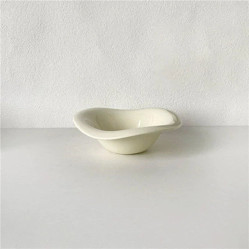 Ins Ceramic Saucer Korean Style Dessert Yogurt Oats Bowl Cream Color Fruit