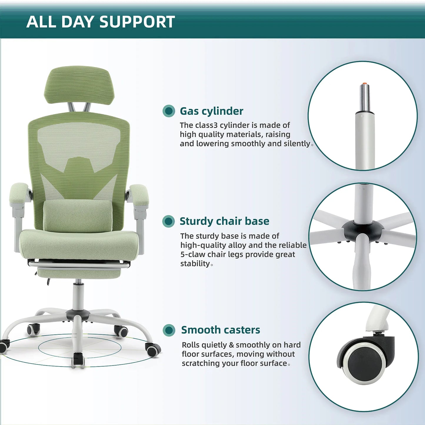 Ergonomic Reclining High Back Mesh  Chair Lumbar Support Pillow