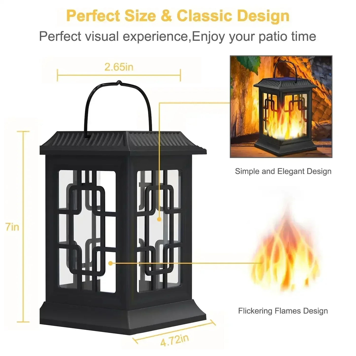 Waterproof Hanging Solar Light, Garden Solar Flame Light LED Lantern