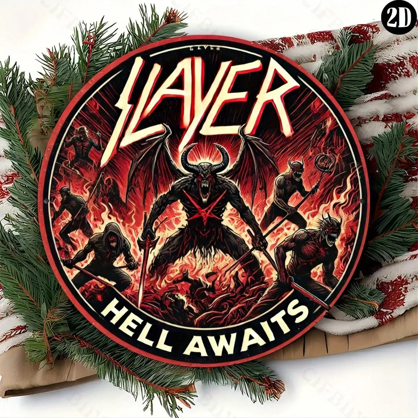 8x8" SLAYER Hell Awaits Metal Sign