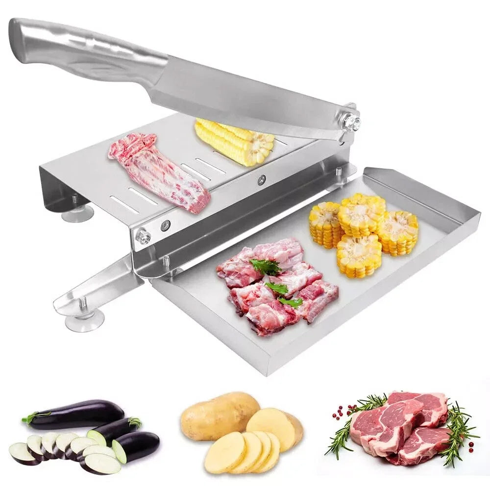 Manual Meat Slicer Bone Cutter Stainless Steele Adjustable Multifunction