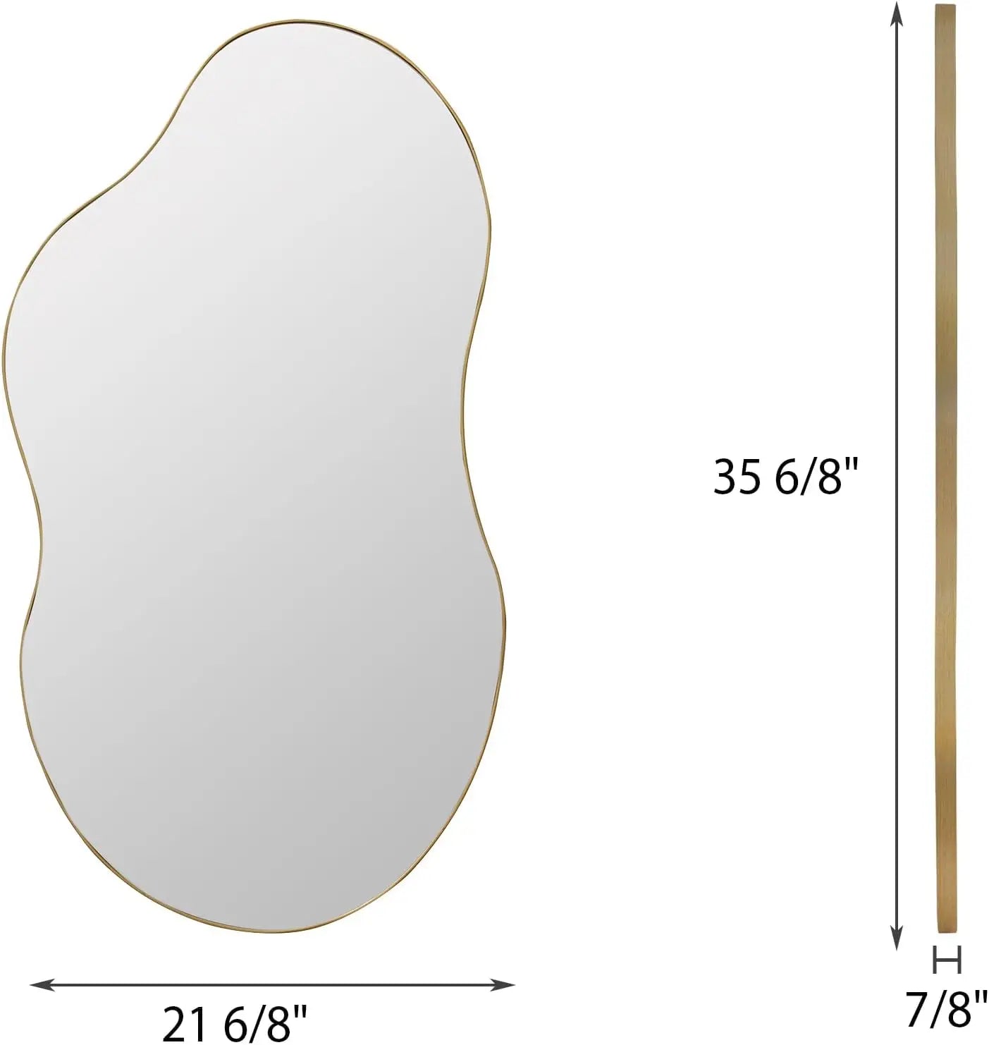 Mirror Decorative, 20x36" Antique-Gold Asymmetrical Abstract Mirrors