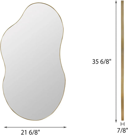 Mirror Decorative, 20x36" Antique-Gold Asymmetrical Abstract Mirrors