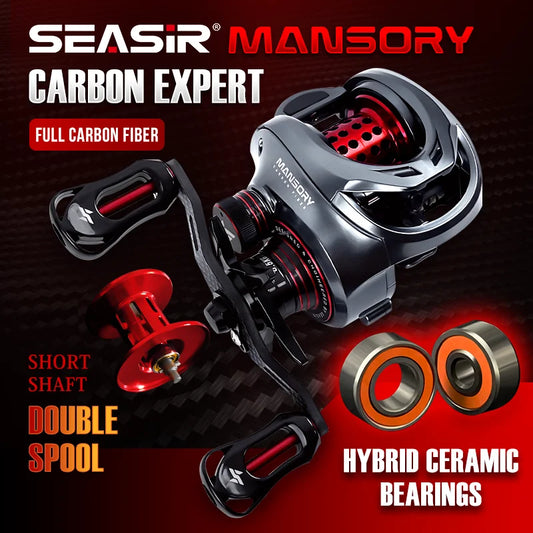 Baitcasting Fishing Reel 146g Ultralight Carbon  Ceramic Bearing Double Spools Seawater