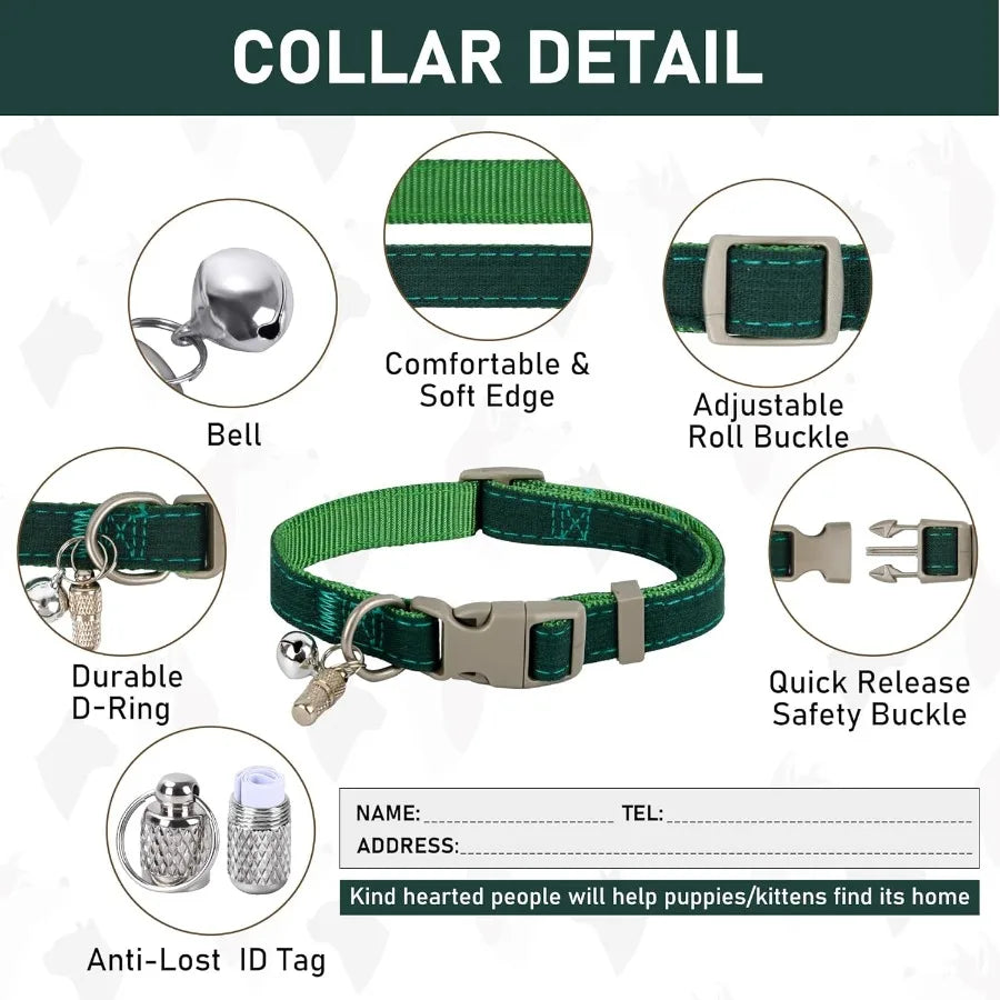 Small Pet Harness Collar and Leash Set for Puppy and Kitten Soft Mesh Linen Fabric Reflective