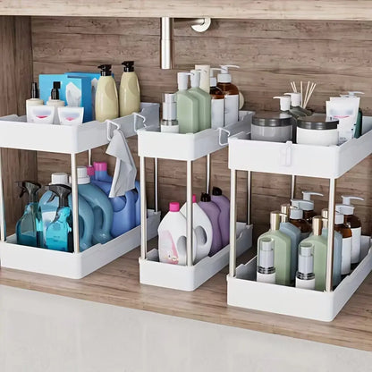 3pcs Under Bathroom Sink Organizers – Countertop Storage Racks for Cosmetics