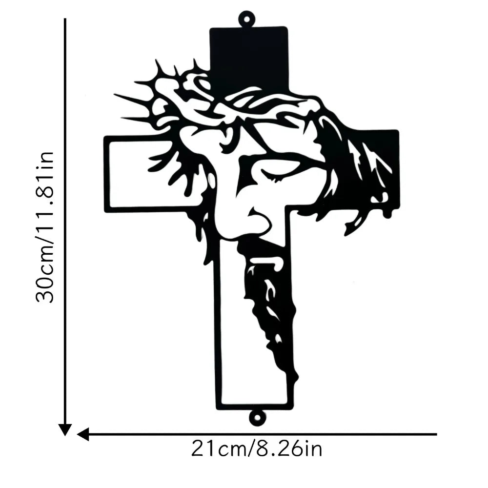 Jesus Metal Cross Wall Sculpture – Christian Decor –