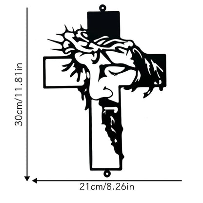 Jesus Metal Cross Wall Sculpture – Christian Decor –